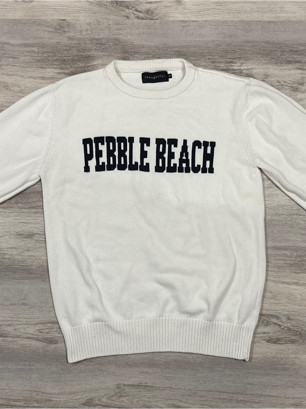 🩵Thoughtful Pebble Beach Cream Knit Sweater | Coastal Preppy Pullover | Medium